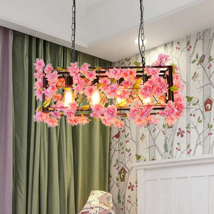 Industrial pink & brown led hanging lamp kitchen island light