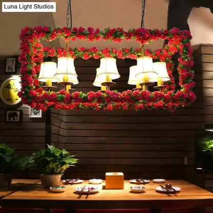 Industrial red flower rectangular island chandelier dining room light