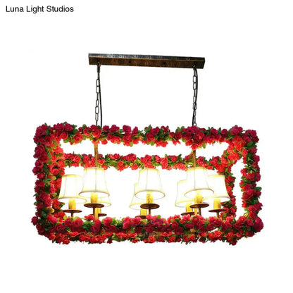 Industrial red flower rectangular island chandelier dining room light