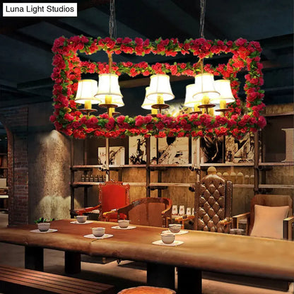 Industrial red flower rectangular island chandelier dining room light
