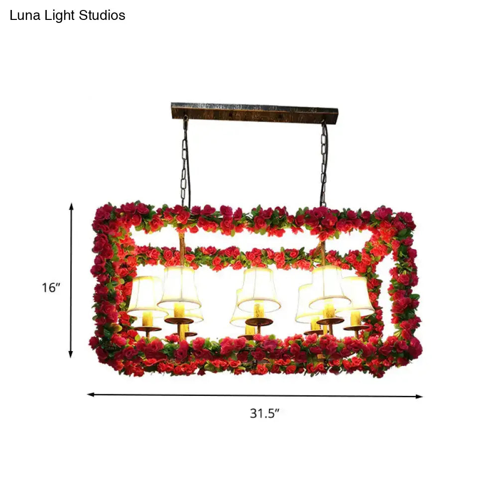Industrial red flower rectangular island chandelier dining room light