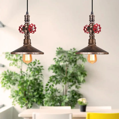 Industrial retro black & bronze water pipe pendant light kitchen fixture