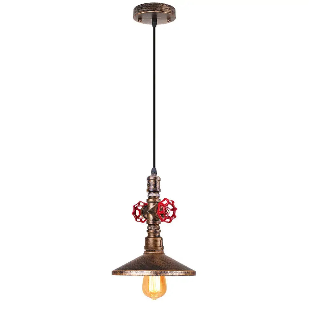 Industrial retro black & bronze water pipe pendant light kitchen fixture
