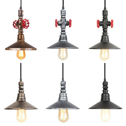 Industrial retro black & bronze water pipe pendant light kitchen fixture