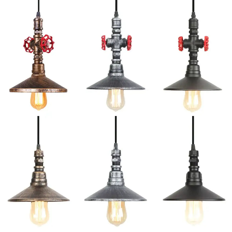 Industrial retro black & bronze water pipe pendant light kitchen fixture