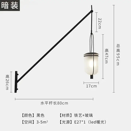 Industrial retro black led wall lamp dining room lantern sconce
