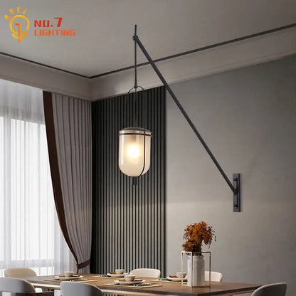 Industrial retro black led wall lamp dining room lantern sconce
