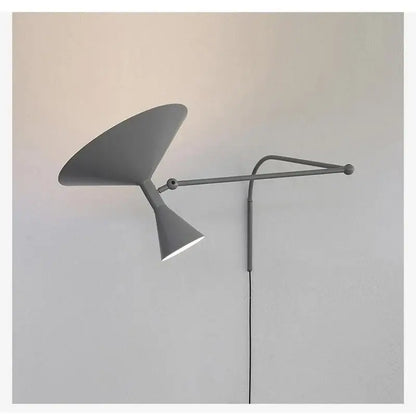 Industrial retro black & white swing arm wall lamp bedroom light