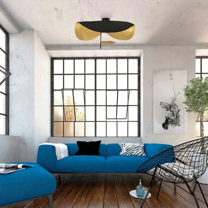 Industrial retro gold & black flying saucer hat ceiling lamp bedroom