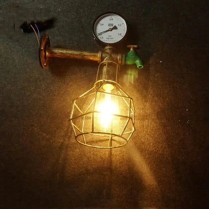 Industrial retro green faucet wall light bedroom steam punk lamp