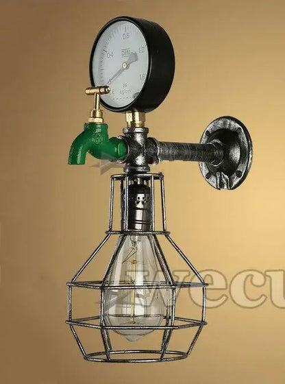 Industrial retro green faucet wall light bedroom steam punk lamp