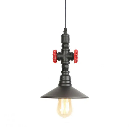 Industrial retro loft iron pipe pendant lamp dining room red valves