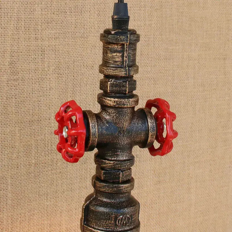 Industrial retro loft iron pipe pendant lamp dining room red valves