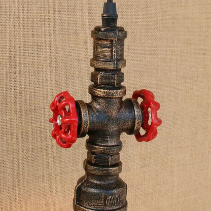 Industrial retro loft iron pipe pendant lamp dining room red valves