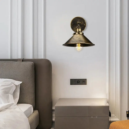 Industrial retro loft wall sconce – bedroom brass accent light