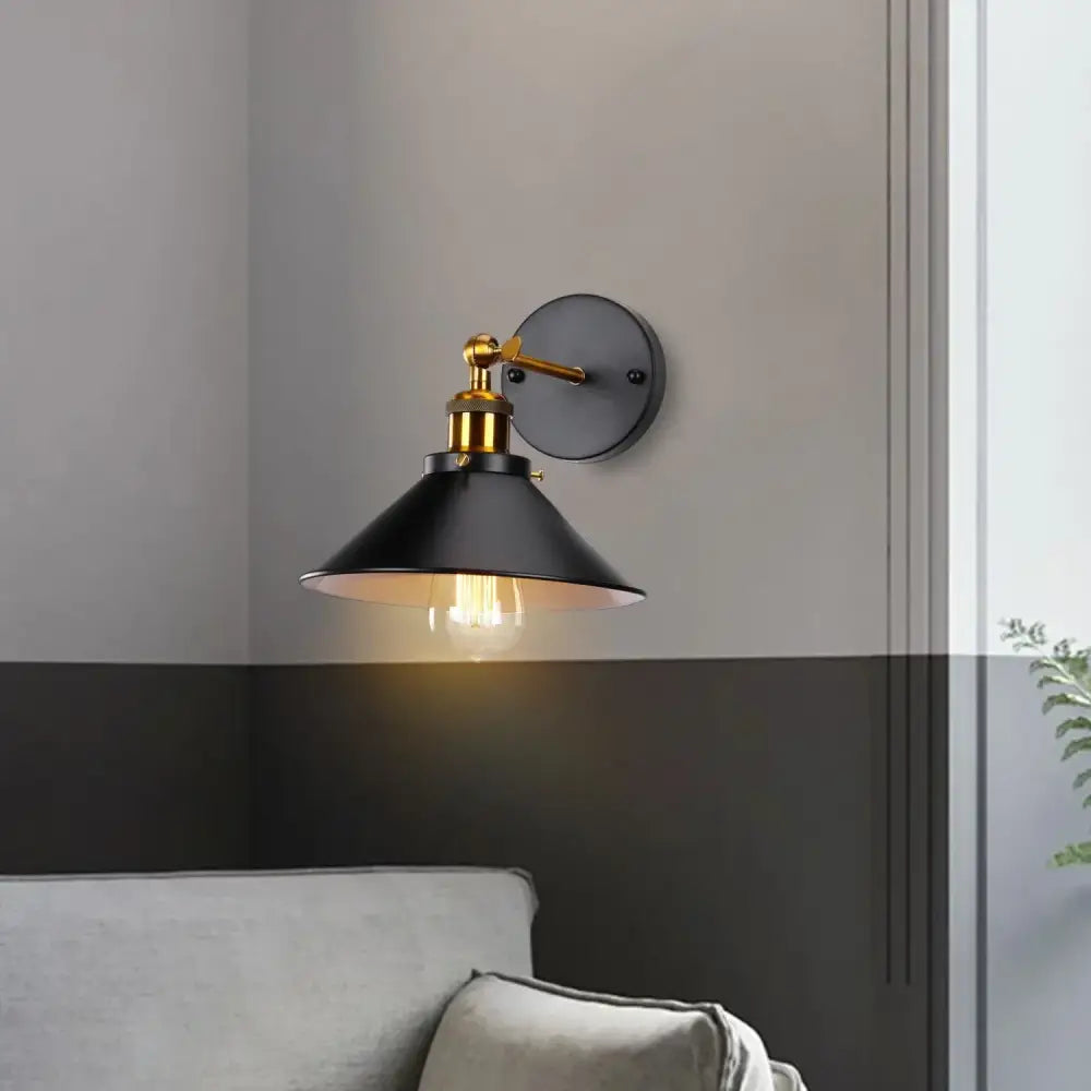 Industrial retro loft wall sconce – bedroom brass accent light