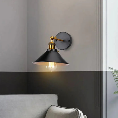 Industrial retro loft wall sconce – bedroom brass accent light