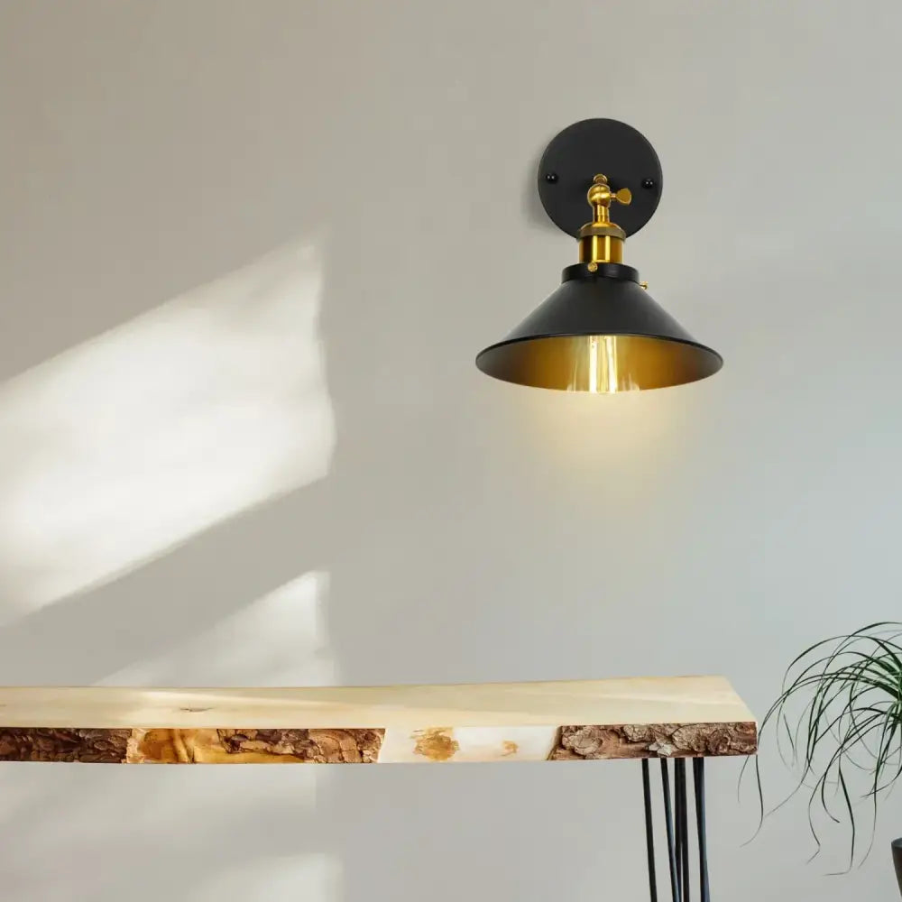 Industrial retro loft wall sconce – bedroom brass accent light