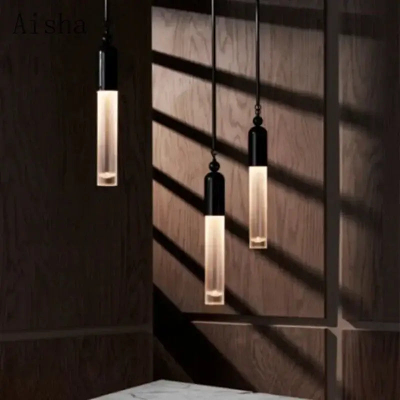 Industrial retro pendant lamp with frosted glass for living room