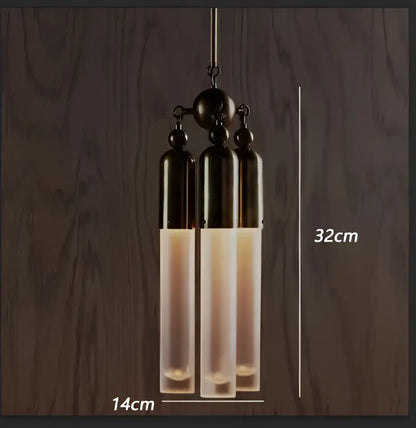 Industrial retro pendant lamp with frosted glass for living room