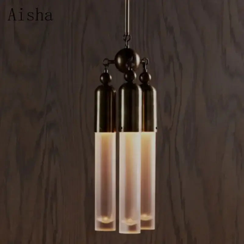 Industrial retro pendant lamp with frosted glass for living room