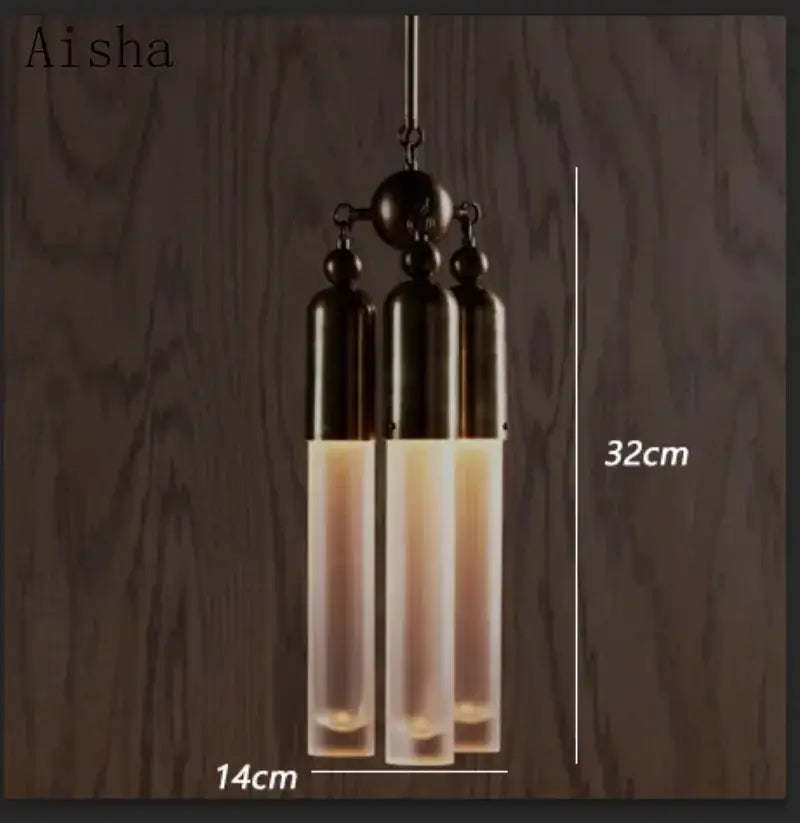 Industrial retro pendant lamp with frosted glass for living room