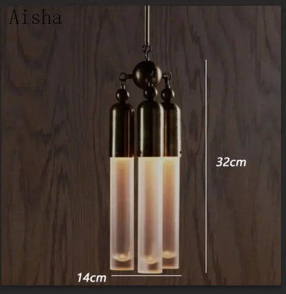 Industrial retro pendant lamp with frosted glass for living room