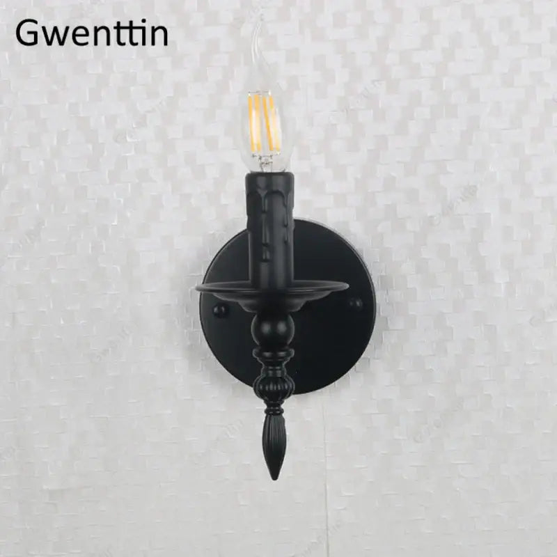 Industrial retro wall sconces black iron candle light bedroom decor