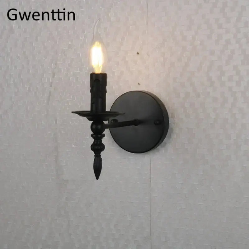 Industrial retro wall sconces black iron candle light bedroom decor