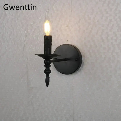 Industrial retro wall sconces black iron candle light bedroom decor