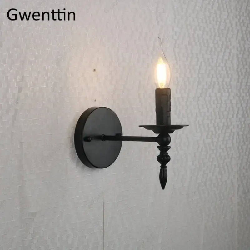 Industrial retro wall sconces black iron candle light bedroom decor