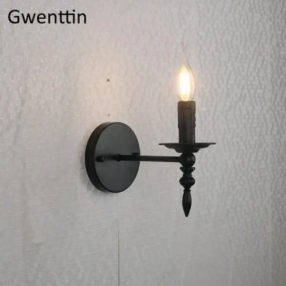 Industrial retro wall sconces black iron candle light bedroom decor