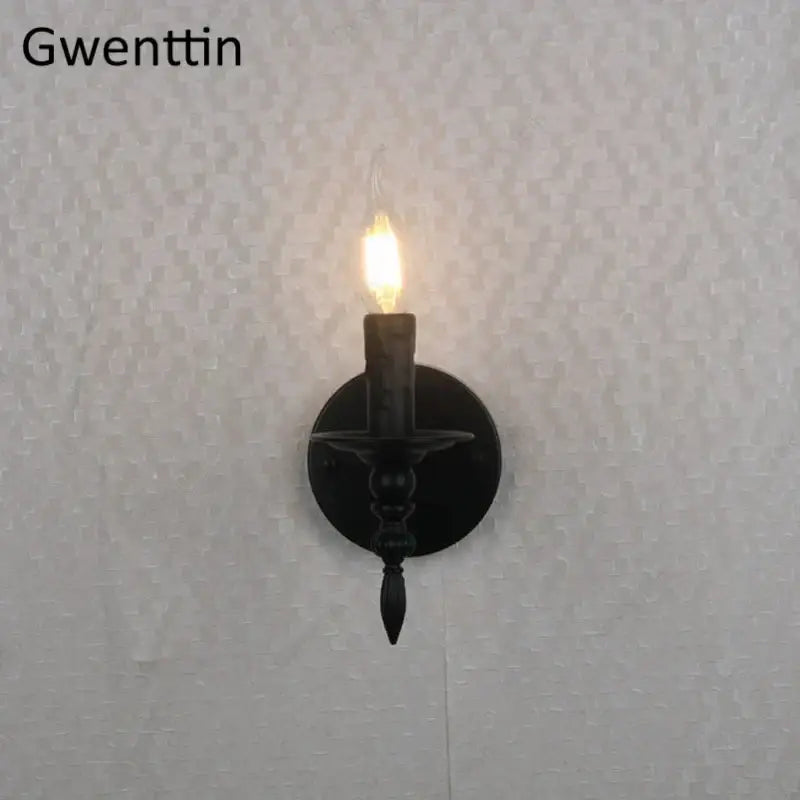 Industrial retro wall sconces black iron candle light bedroom decor