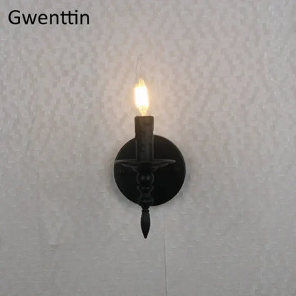 Industrial retro wall sconces black iron candle light bedroom decor