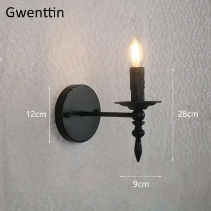 Industrial retro wall sconces black iron candle light bedroom decor