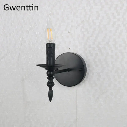 Industrial retro wall sconces black iron candle light bedroom decor