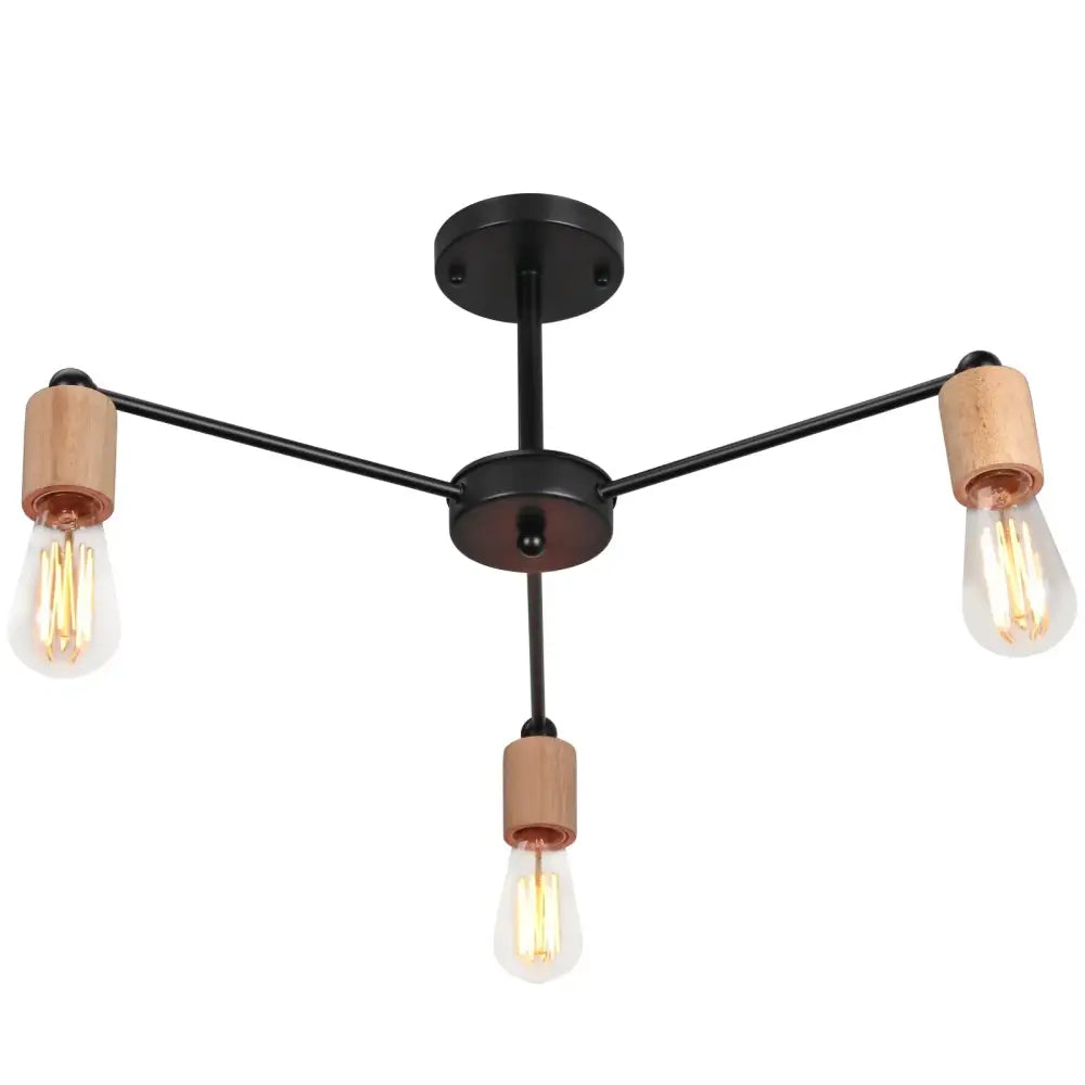 Industrial rod iron wood ceiling lamp living room globe chandelier