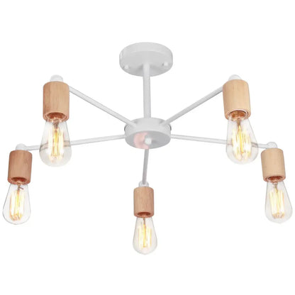 Industrial rod iron wood ceiling lamp living room globe chandelier