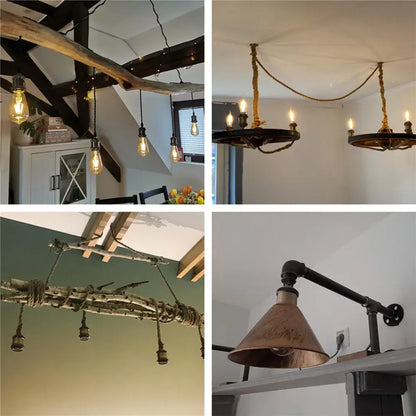 Industrial rose gold & black e27 lamp holder 5 pack kitchen light