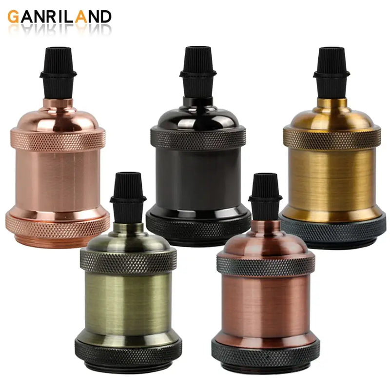 Industrial rose gold & black e27 lamp holder 5 pack kitchen light