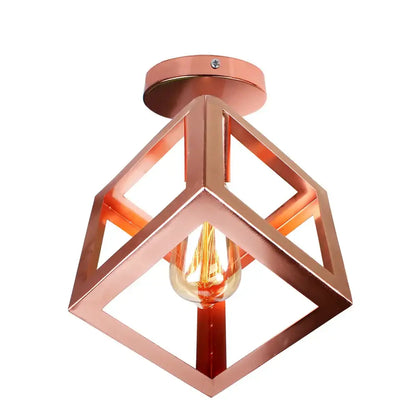 Industrial rose gold & brass ceiling light for living room