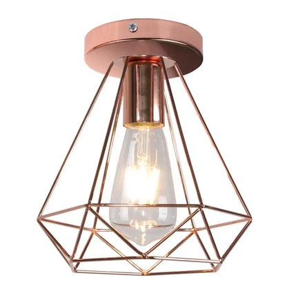 Industrial rose gold & brass ceiling light for living room