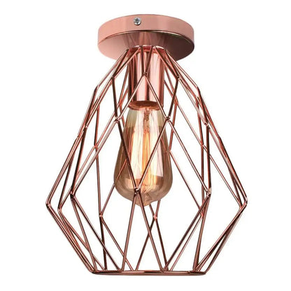 Industrial rose gold & brass ceiling light for living room
