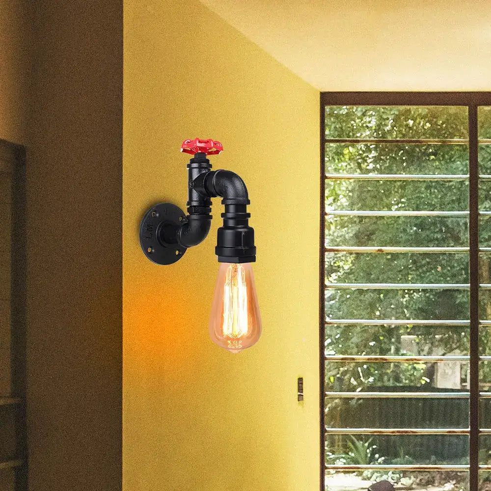 Industrial rusted iron water pipe wall lamp bar lighting fixture