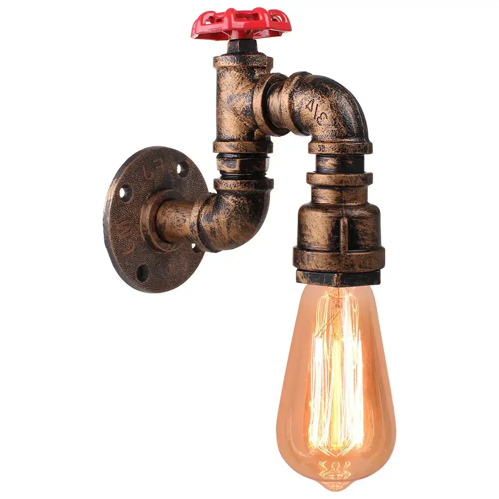 Industrial rusted iron water pipe wall lamp bar lighting fixture