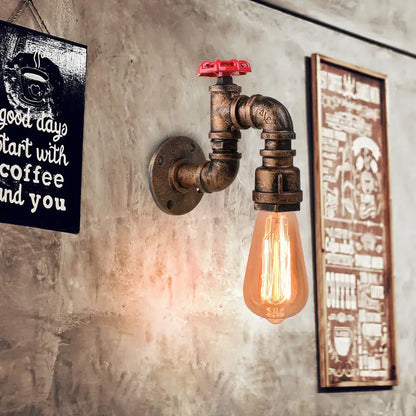 Industrial rusted iron water pipe wall lamp bar lighting fixture
