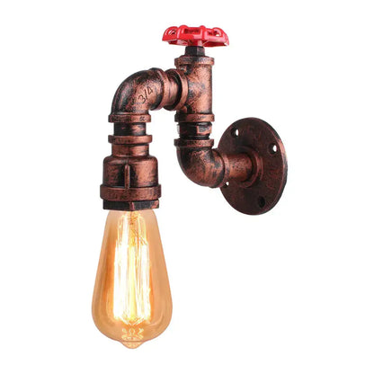Industrial rusted iron water pipe wall lamp bar lighting fixture