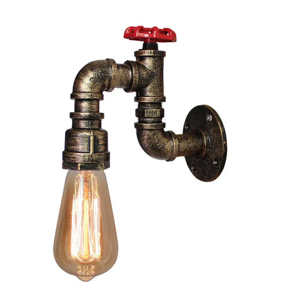 Industrial rusted iron water pipe wall lamp bar lighting fixture