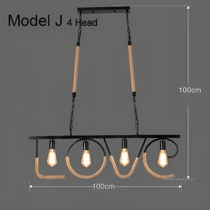 Industrial rustic pendant lights dining room rope and wire cages