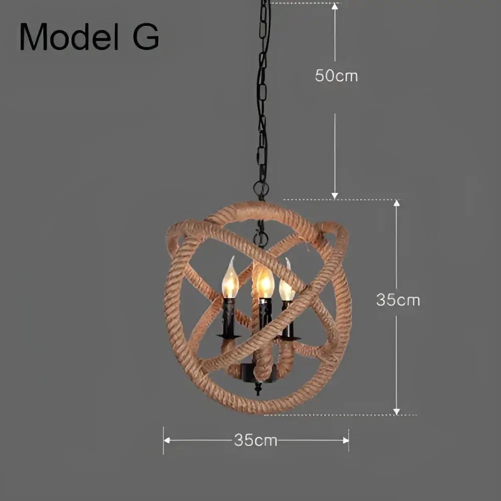 Industrial rustic pendant lights dining room rope and wire cages